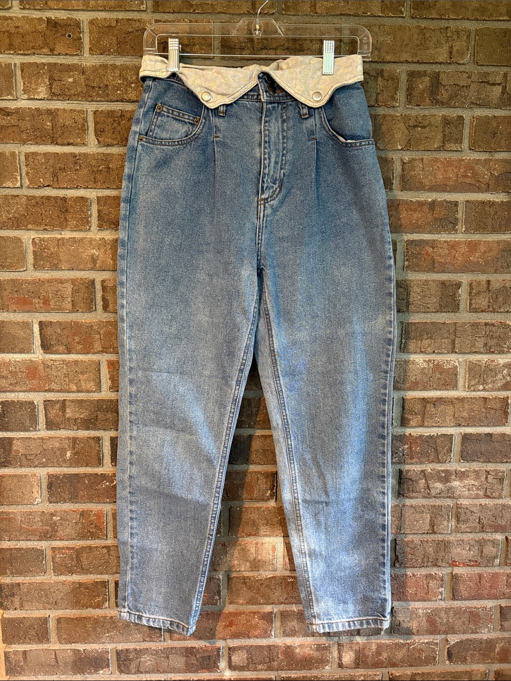 BDG Light Blue High-Waist Jeans with Fold-Over Waistband